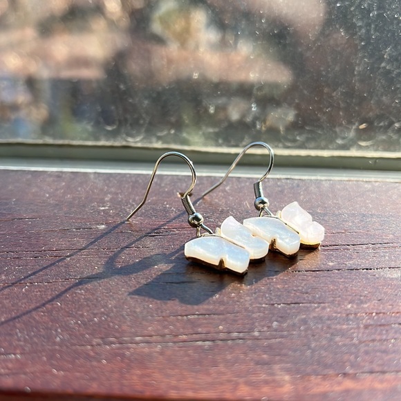 White butterfly earrings - Picture 2 of 5